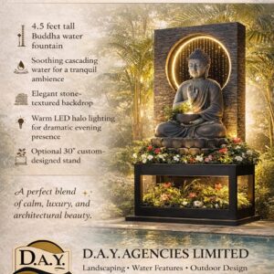 Budha Water Feature with illuminated backdrop