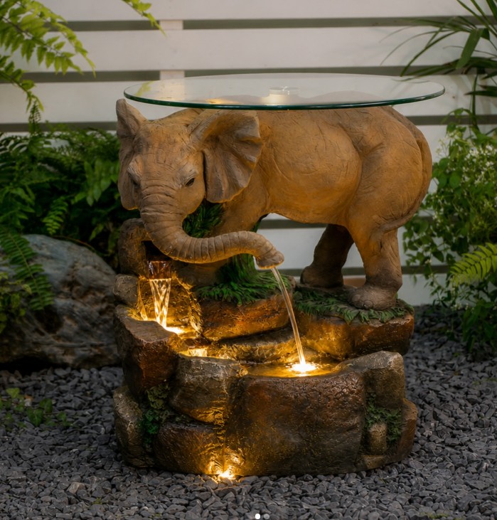 The Majestic Elephant Fountain with Glass table