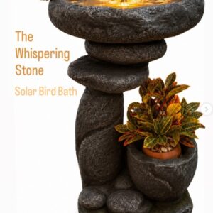 The Whispering Stone Solar Bird Bath